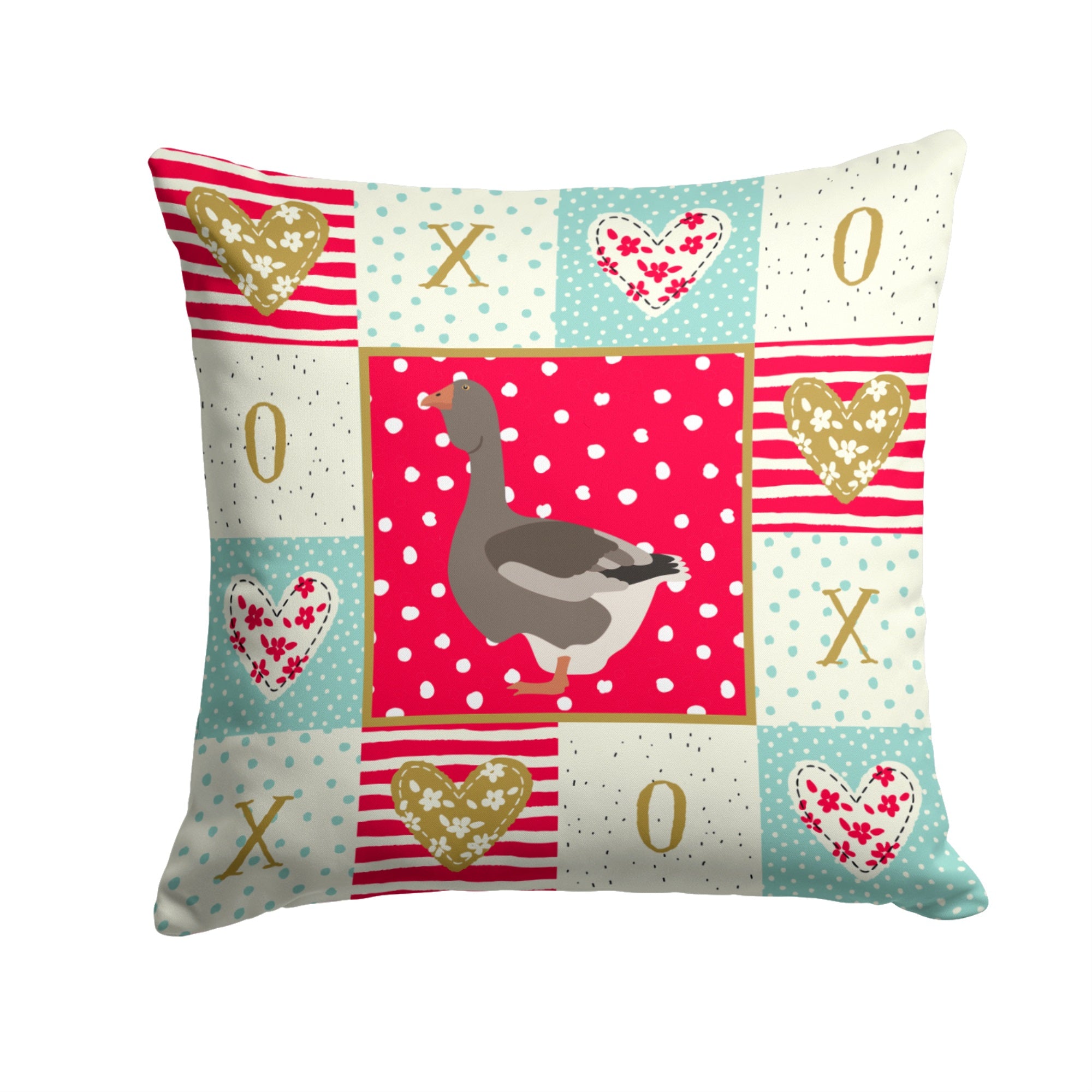 Toulouse Goose Love Fabric Decorative Pillow